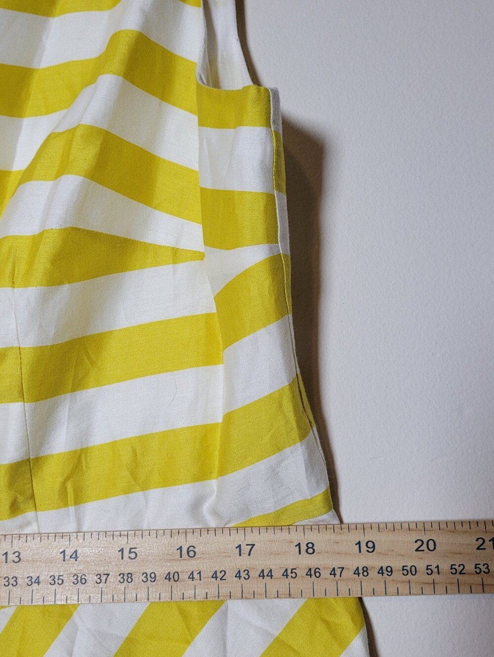 Boden Yellow and White Striped Sleeveless Midi Dress Size 14R Cotton - Picture 5 of 8
